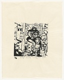 Artist: b'Nicholls, Mike.' | Title: b'Sunday dero' | Date: 1987 | Technique: b'linocut, printed in black ink, from one block'