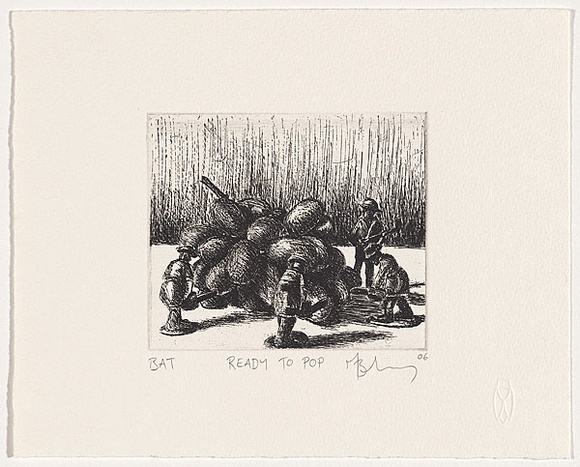 Artist: b'CICADA PRESS' | Title: b'Ready to pop.' | Date: 2006 | Technique: b'etching, printed in black ink, from one plate'