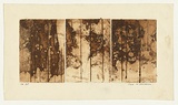 Artist: b'WILLIAMS, Fred' | Title: b'Landscape triptych. Number 1' | Date: 1962 | Technique: b'aquatint, engraving and drypoint, printed in brown ink, from three plates' | Copyright: b'\xc2\xa9 Fred Williams Estate'