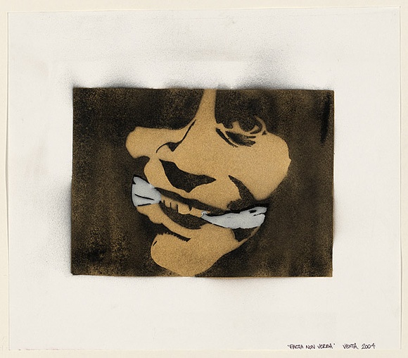 Artist: b'VEXTA.' | Title: b'Gag me' | Date: 2004 | Technique: b'stencil, printed in colour, from multiple stencils'