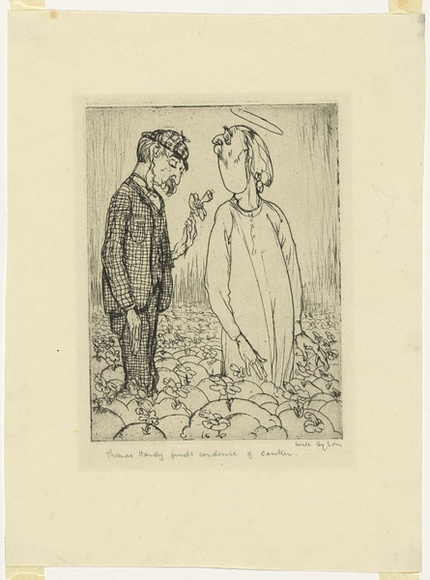 Artist: b'Dyson, Will.' | Title: b'Our immortals: Thomas Hardy finds evidence of canker in the fields of asphode.' | Date: c.1929 | Technique: b'drypoint, printed in black ink, from one plate'