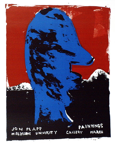 Artist: b'MERD INTERNATIONAL' | Title: b'Poster: Jon Plapp, Painting Melbourne University Gallery, March' | Date: 1984 | Technique: b'screenprint'