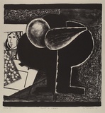 Artist: b'Lincoln, Kevin.' | Title: b'Fruit and cards' | Date: 1990 | Technique: b'lithograph, printed in black ink, from one stone'