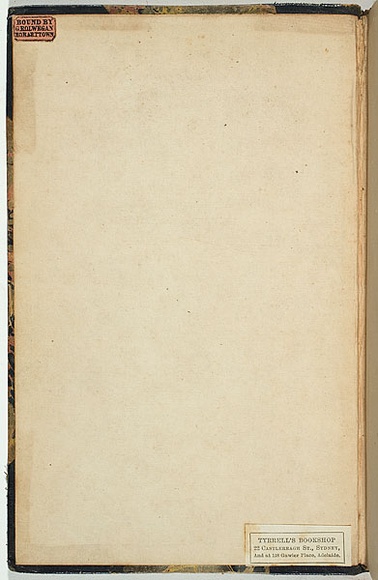 Title: b'Bound by G. Rolwegan, Hobart Town. [binders label]' | Date: 1846 | Technique: b'stamp, printed in black ink, from one block'