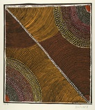 Artist: b'Cherel, Kumanjayi (Butcher).' | Title: b'Jilawoona / Willy willy 1' | Date: 1998 | Technique: b'linocut, printed in colour, from four blocks; hand-coloured'