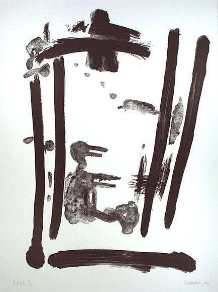 Artist: b'Danaher, Suzanne.' | Title: b'Birdman goes barefoot' | Date: 1992, May | Technique: b'lithograph, printed in black ink, from one stone'