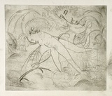 Artist: BOYD, Arthur | Title: Fish biting nude. | Date: (1962-63) | Technique: drypoint, printed in black ink, from one plate | Copyright: Reproduced with permission of Bundanon Trust