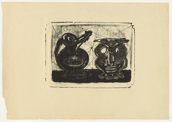 Artist: b'SELLBACH, Udo' | Title: b'Two ornamental vases' | Date: 1952 | Technique: b'lithograph, printed in black ink, from one stone'