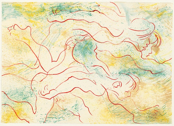 Artist: b'Friend, Donald.' | Title: b'Running figures II.' | Date: 1965 | Technique: b'lithograph, printed in colour, from multiple stones' | Copyright: b'Courtesy of the Estate of Donald Friend'