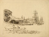 Artist: b'LINDSAY, Lionel' | Title: bBerry's Bay timber yard | Date: 1916 | Technique: b'etching and aquatint, printed in black ink from one plate' | Copyright: b'Courtesy of the National Library of Australia'