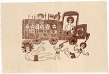 Artist: b'Kauage, Mathias.' | Title: b'Pasinda trak [Passenger truck].' | Date: 1977 | Technique: b'screenprint, printed in brown ink, from one stencil'